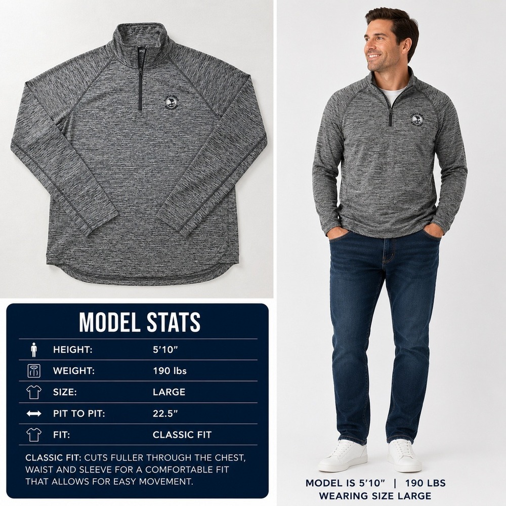 Bonobos Golf Pebble Beach Quarter Zip Pullover Grey Space Dye Slim‎ Fit Large